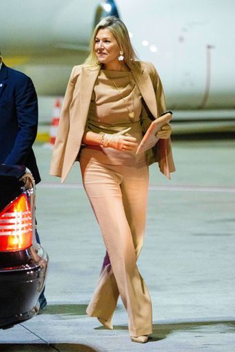 La reine Maxima des Pays-Bas lors de son arrivée à Athènes, le 30 octobre 2022