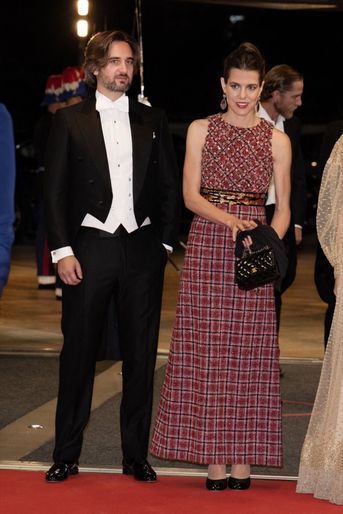 Charlotte Casiraghi et Dimitri Rassam lors des célébrations de la Fête nationale monégasque, samedi 19 novembre 2022. 
