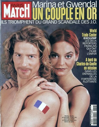«Marina et Gwendal, un couple en or» - Couverture de Paris Match n°2753, 28 février 2002.
