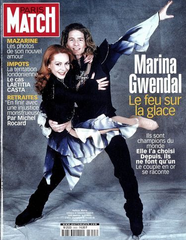 «Marina et Gwendal, le feu sur la glace» - Couverture de Paris Match n°2655, 13 avril 2000.