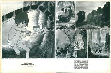 "Encore inédit : 'Le livre de la jungle', son testament. Le dernier héros de Walt Disney, c'est "Mowgli », l'enfant loup. « Le Livre de la Jungle », un long métrage tiré de l'oeuvre de Rudyard Kipling, sortira en 1967. Ce sera le testament de l'inventeur de Mickey et la dernière étape d'une passion littéraire. Il ne faut pas l'oublier : Blanche- Neige , son premier long métrage, a popularisé une oeuvre déjà presque démodée, celle de deux grands écrivains allemands : les frères Grimm. " - Paris Match n°924, daté du 24 décembre 1966