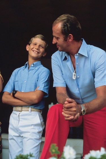 Juan Carlos Ier et son fils, dans les années 1980.