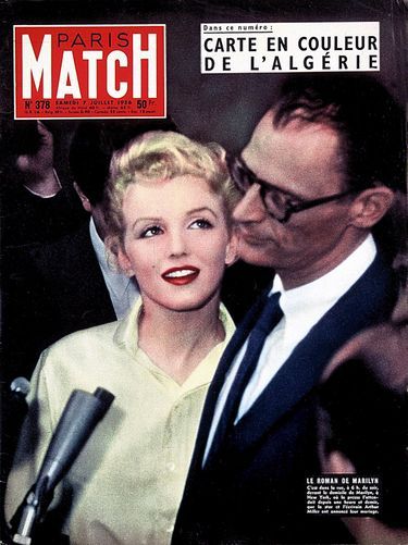 Le roman de Marilyn, couverture du Paris Match n°378, daté du 7 juillet 1956.