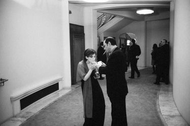 Jean-Pierre Bacri et Agnès Jaoui dans les coulisses de la Cérémonie des César en février 2001.