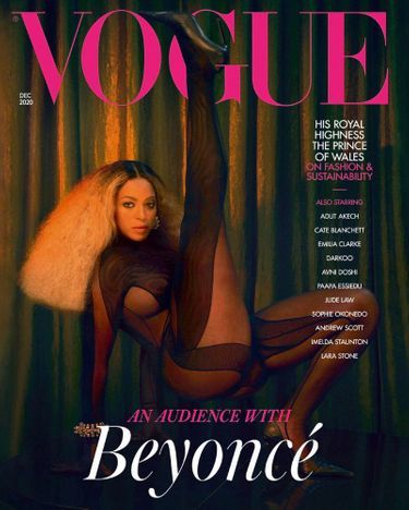 La combinaison Mugler en couverture du « Vogue » anglais en décembre 2020, portée par Beyoncé.