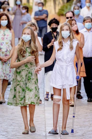 Les princesses Leonor et Sofia d'Espagne à Petra sur l'île de Majorque, le 10 août 2020