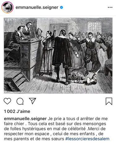 Publication d'Emmanuelle Seigner sur Instagram le 29 février 2020