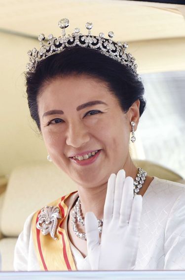 L'impératrice Masako du Japon coiffée de la Meiji Tiara, à Tokyo le 1er mai 2019