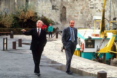 Edouard Balladur et Jacques Chirac le 25 septembre 1993 à La Rochelle, lors des journées parlementaires du RPR. La brouille s'est alors déjà installée entre les deux amis.