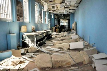 Le musée de Palmyre tel que découvert après l’évacuation de Daech, en mars 2016.