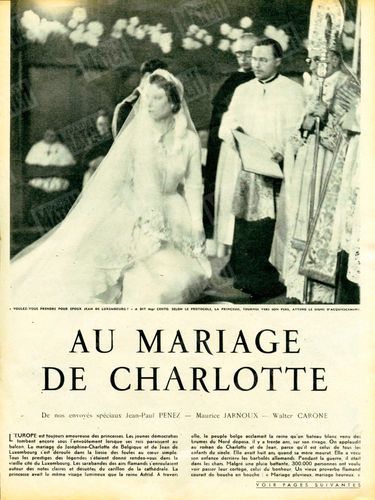 "'Voulez-vous prendre pour époux Jean de Luxembourg ?' a dit Mgr Cento. Selon le protocole , la princesse, tournée vers son père, attend le signe d'acquiescement." - Paris Match n°214, 18 avril 1953.