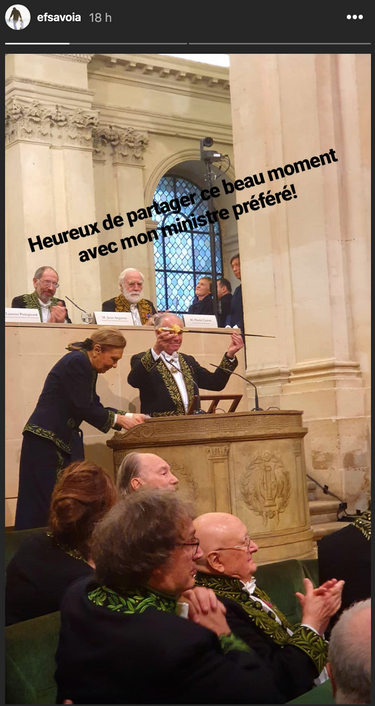 Emmanuel-Philibert de Savoie assiste à l'installation de Frédéric Mitterand à l'Académie des Beaux-Arts le 5 février 2020 à Paris