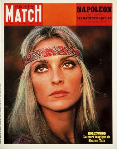 "Hollywood, la mort tragique de Sharon Tate" - Paris Match n°1059, daté du 23 août 1969.