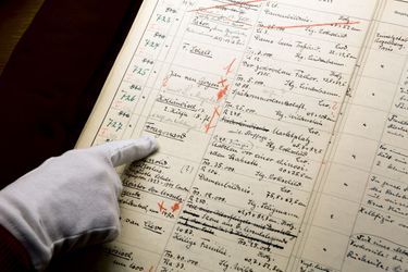 Retrouvé en 1945, le carnet de Göring recense ses trouvailles. Il est annoté par ses secrétaires.
