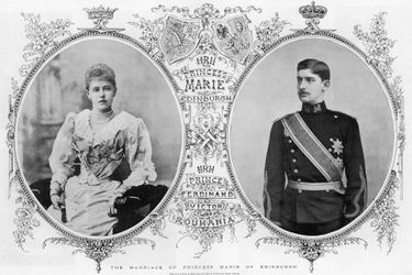 Portraits de la princesse Marie d’Édimbourg et du prince Ferdinand de Roumanie, à l’occasion de leur mariage le 10 janvier 1893