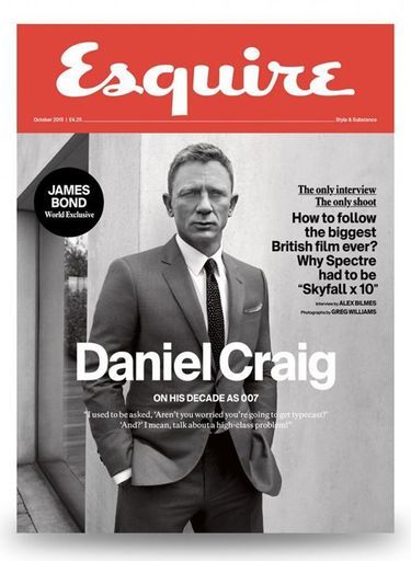 L'acteur Daniel Craig en couverture du "Esquire" du mois d'octobre 2015.