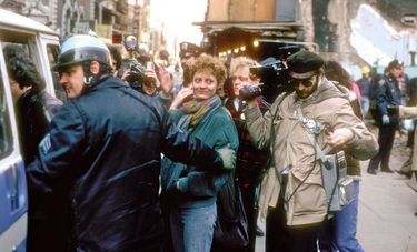 Arrêtée pour désobéissance lors d’une manifestation à New York, le 22 mars 1982.