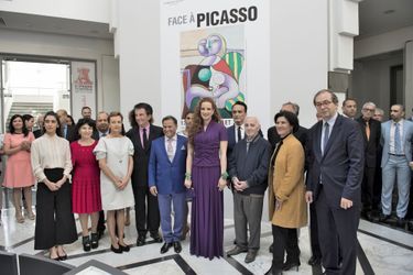 La princesse Lalla Salma du Maroc avec Jack Lang et Charles Aznavour à Rabat, le 15 mai 2017