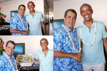 Le président polynésien Edouard Fritch et Barack Obama, le 14 avril 2017.