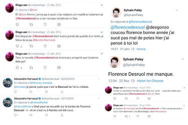 Insultes que Florence Desruol a reçu pendant de longues années sur Twitter. «Diego-san» nie avoir fait partie de la Ligue du LOL et le caractère injurieux de ses tweets.