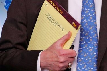Les notes de John Bolton, à la Maison-Blanche, le 28 janvier 2019.
