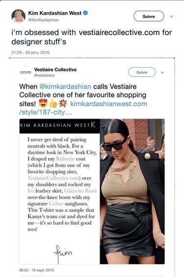 Kim Kardashian porte aussi des articles d'occasion, comme ce manteau Balmain.