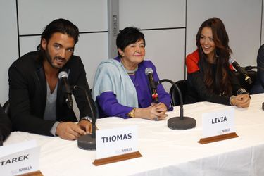 Thomas, Livia et Nabilla, en octobre 2013.