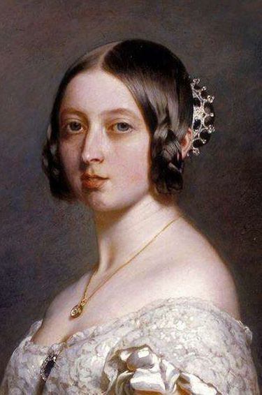 Portrait de la reine Victoria en 1842 par Franz Xaver Winterhalter (détail)