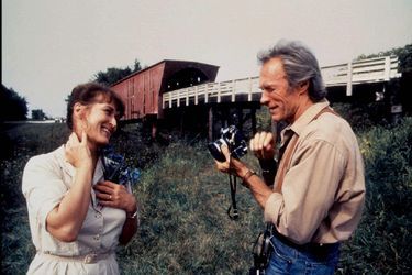 Meryl Streep et Clint Eastwood sur le tournage de "Sur la route de Madison" en 1995.
