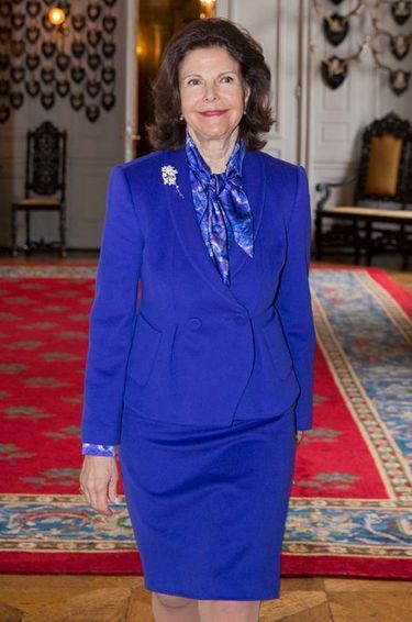 La reine Silvia de Suède au Palais royal à Stockholm, le 8 avril 2016