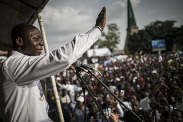 Le 18 mars 2016, deux jours avant le scrutin présidentiel, Jean-Marie Michel Mokoko à Brazzaville