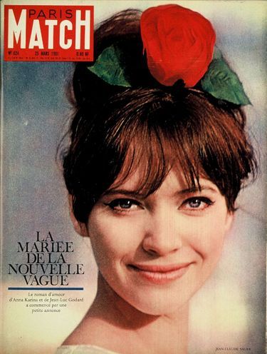 Anna Karina, la mariée de la Nouvelle Vague, en couverture de Paris Match n°624, daté 25 mars 1961.