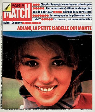 Isabelle Adjani, pour la première fois en couverture de Paris Match (n°1332, 7 décembre 1974)