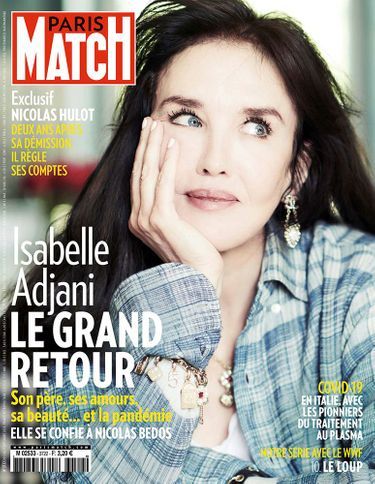 Isabelle Adjani en couverture de Paris Match n° 3722, daté du 3 septembre 2020.