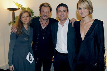 Anne Gravoin, Johnny Hallyday, Manuel Valls, Laeticia Hallyday, juin 2012.