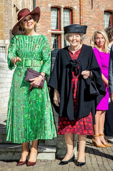 La reine Maxima des Pays-Bas et sa belle-mère l'ex-reine Beatrix à Middelburg, le 21 avril 2022