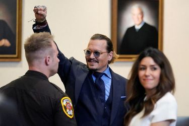 Johnny Depp lors de son procès contre son ex-femme Amber Heard à Fairfax, le 27 mai 2022.