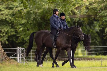 Le prince Andrew à cheval dans le parc de Windsor, le 1er juin 2022