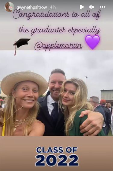 Gwyneth Paltrow, Chris Martin et leur fille Apple sur Instagram, le 2 juin 2022.