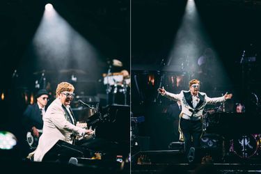 Elton John sur la scène de la Paris La Défense Arena, le 12 juin 2022.
