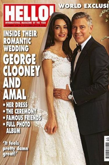 Couverture du magazine Hello avec les photos du mariage d'Amal et George Clooney