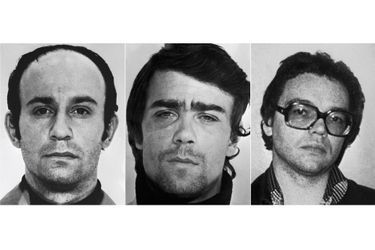 De g. à dr., François Caillol et son frère cadet, Alain Caillol, deux des ravisseurs d’Empain, et Marc Le Gayan. Ils ont eu pour complices Bernard Guillon, Georges Bertoncini et Daniel Duchâteau (abattu par la police). Leur procès eut lieu en décembre 1982.