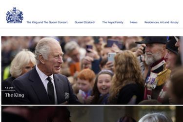 Le haut de la page d'accueil du site internet de la monarchie britannique, le 27 septembre 2022