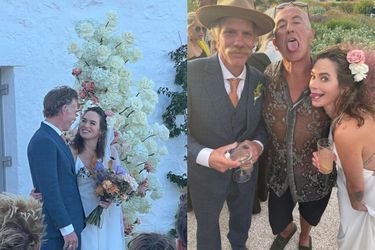 Lena Headey et son mari Marc Menchaca lors de leur mariage, à Puglia en Italie, le 6 octobre 2022.