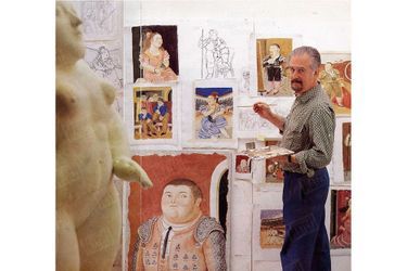 Fernando Botero au travail dans son atelier de Pietrasanta, près de Lucques en Toscane, en octobre 1992.