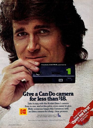 Une publicité des années 70 pour le Kodak Ektra (avec Michael London).
