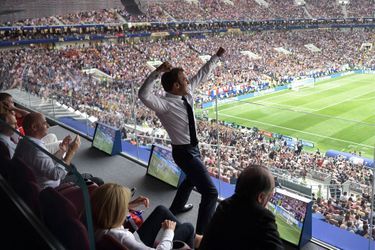 Emmanuel Macron lors de la finale de la Coupe du monde de football en Russie.