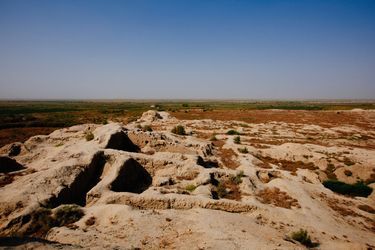 Le site archéologique de Varakhcha, cité ravagée par Gengis Khan au XIIIe siècle, à 40 km au nord de Boukhara, en Ouzbékistan.