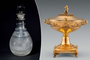 Une carafe en cristal de Jérôme Bonaparte et une coupe en vermeil de sa sœur Pauline Borghèse en vente chez Osenat, le 4 décembre 2022