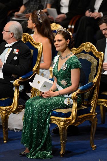 La princesse Victoria de Suède lors de la cérémonie des prix Nobel à Stockholm, le 10 décembre 2012